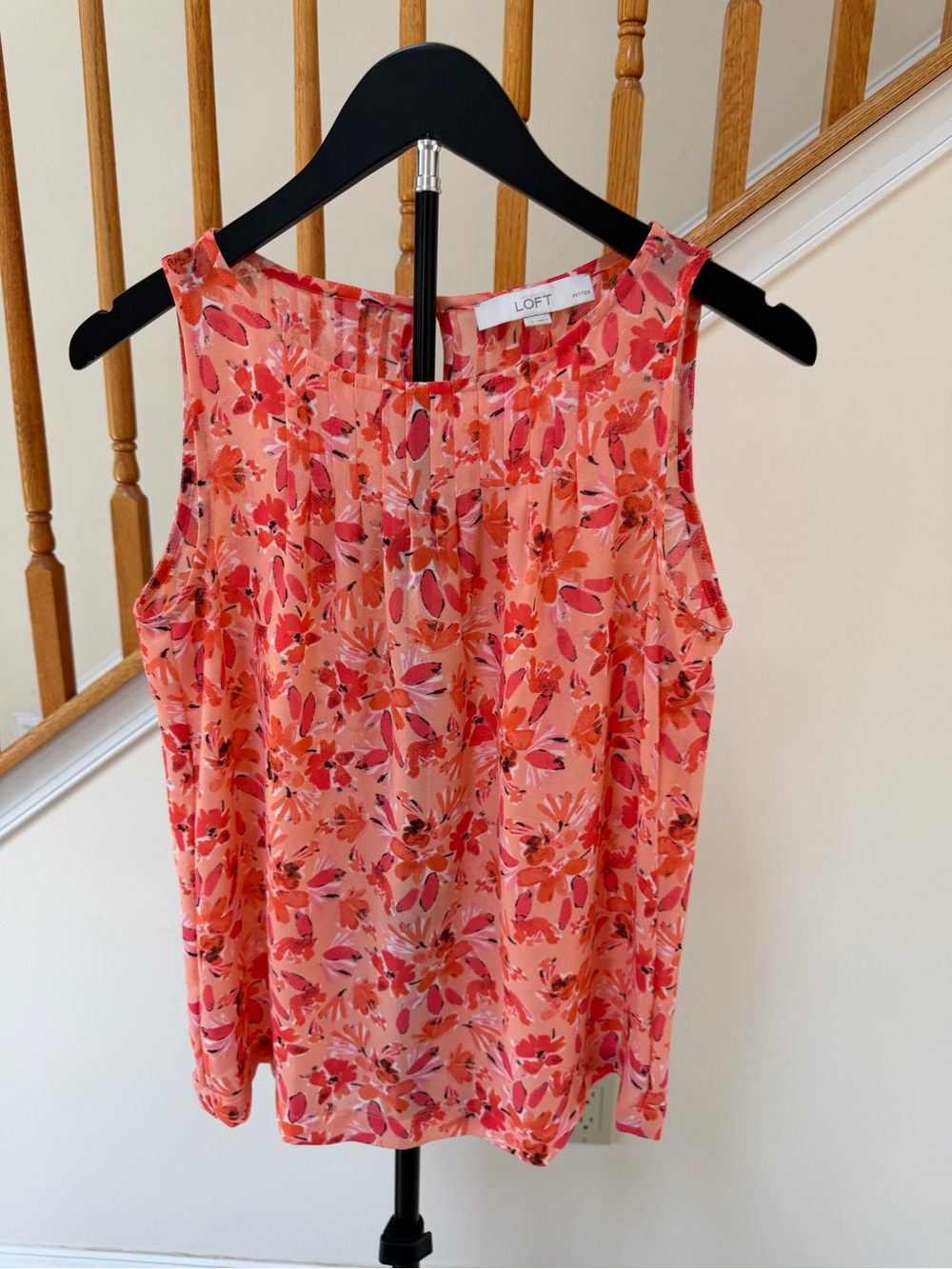 LOFT Coral-Pink Floral Sleeveless Blouse